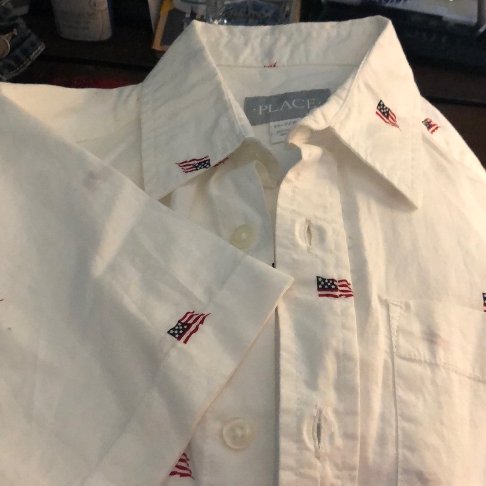 Boys short sleeve flag shirt